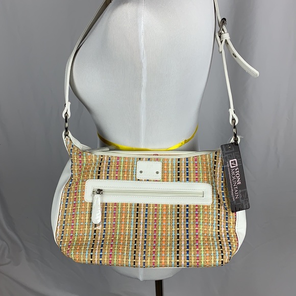 NWT Stone Mt Leather & Confetti Woven Shoulder Bag - Picture 7 of 12